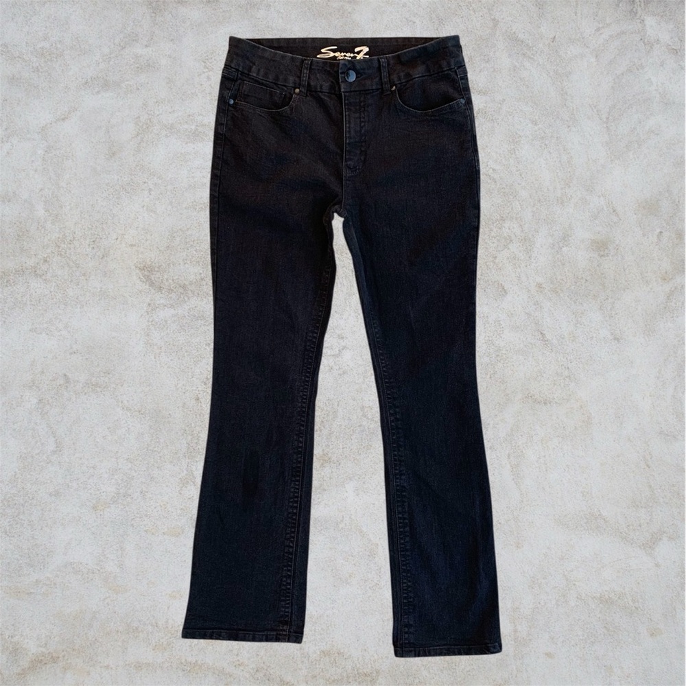 Seven7 Black Tummyless Boot Leg High-Rise Stretch Jeans ~ Women’s 12